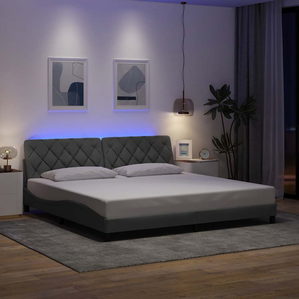 Okvir kreveta s LED-om bez madraca 200 x 200 cm od tkanine