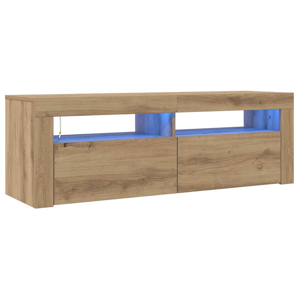 TV ormarić LED boja hrasta 120x35x40 cm konstruirano drvo Smeđa