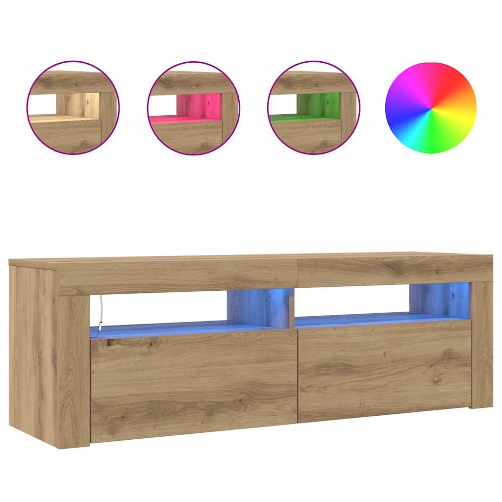 TV ormarić LED boja hrasta 120x35x40 cm konstruirano drvo Smeđa