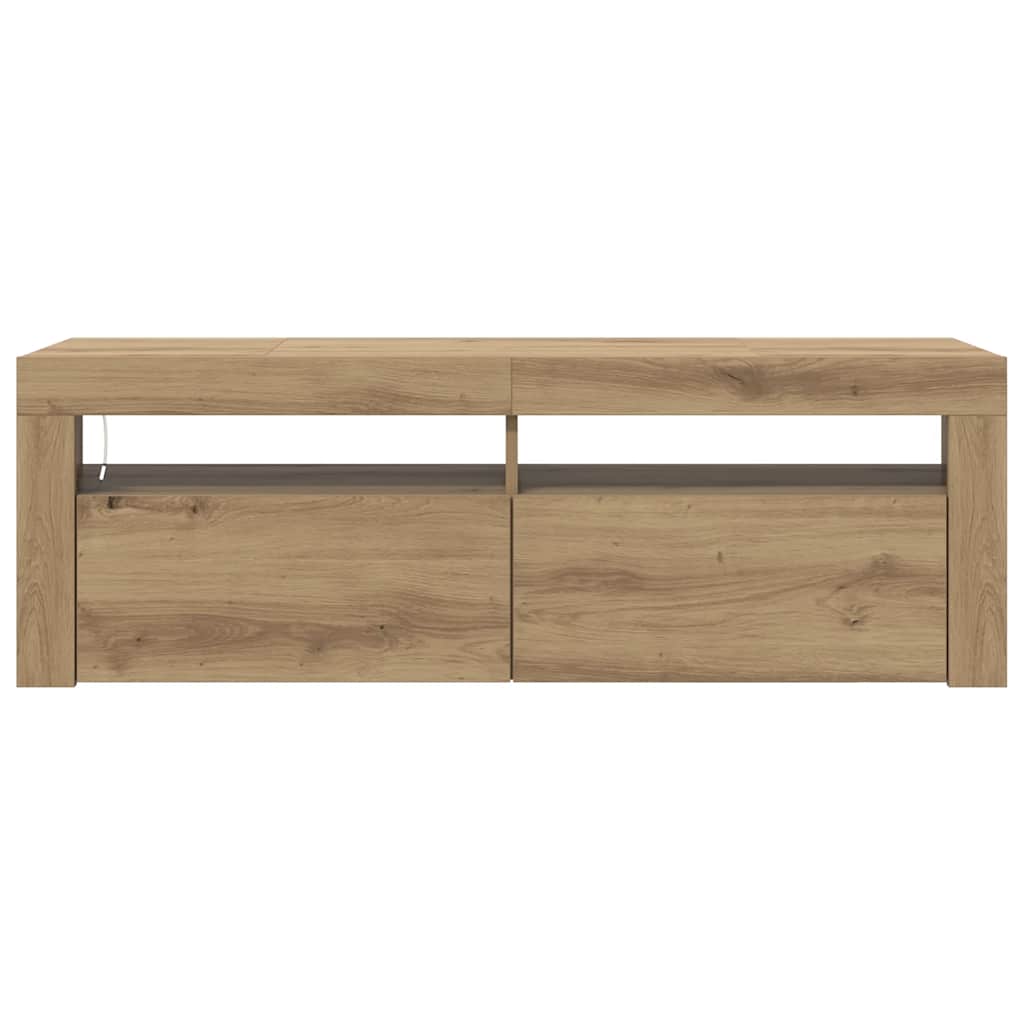 TV ormarić LED boja hrasta 120x35x40 cm konstruirano drvo Smeđa