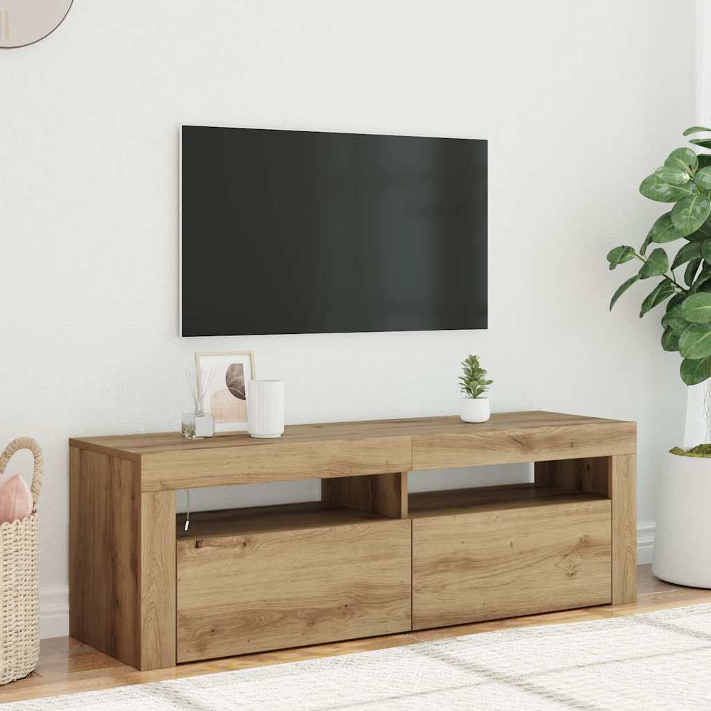 TV ormarić LED boja hrasta 120x35x40 cm konstruirano drvo Smeđa