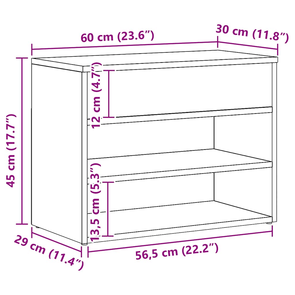Klupa za cipele obrtnički hrast 60x30x45 cm izrađeno drvo