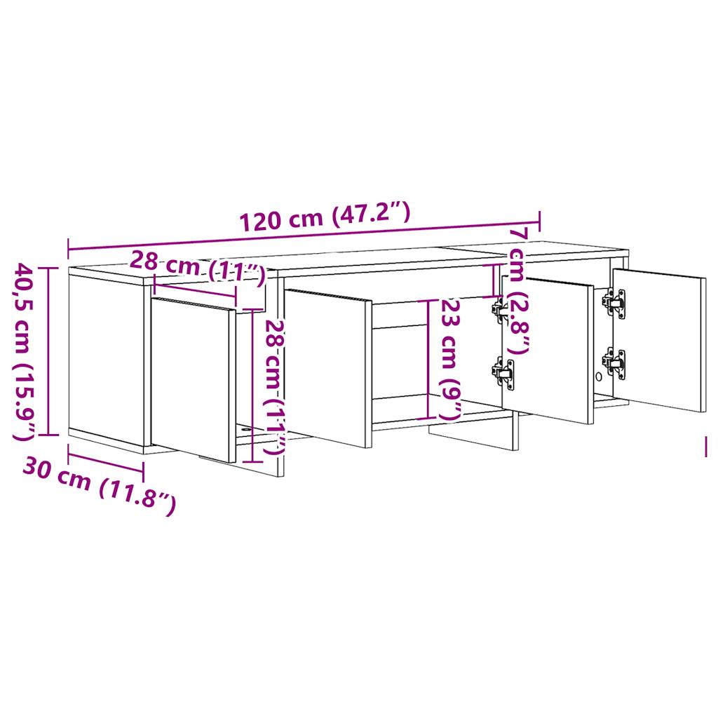 TV ormarić staro drvo 120x30x40,5 cm konstruirano drvo