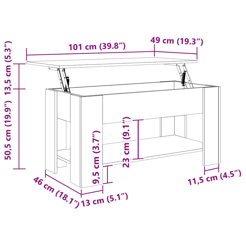 Stol za kavu staro drvo 101x49x52 cm konstruirano drvo