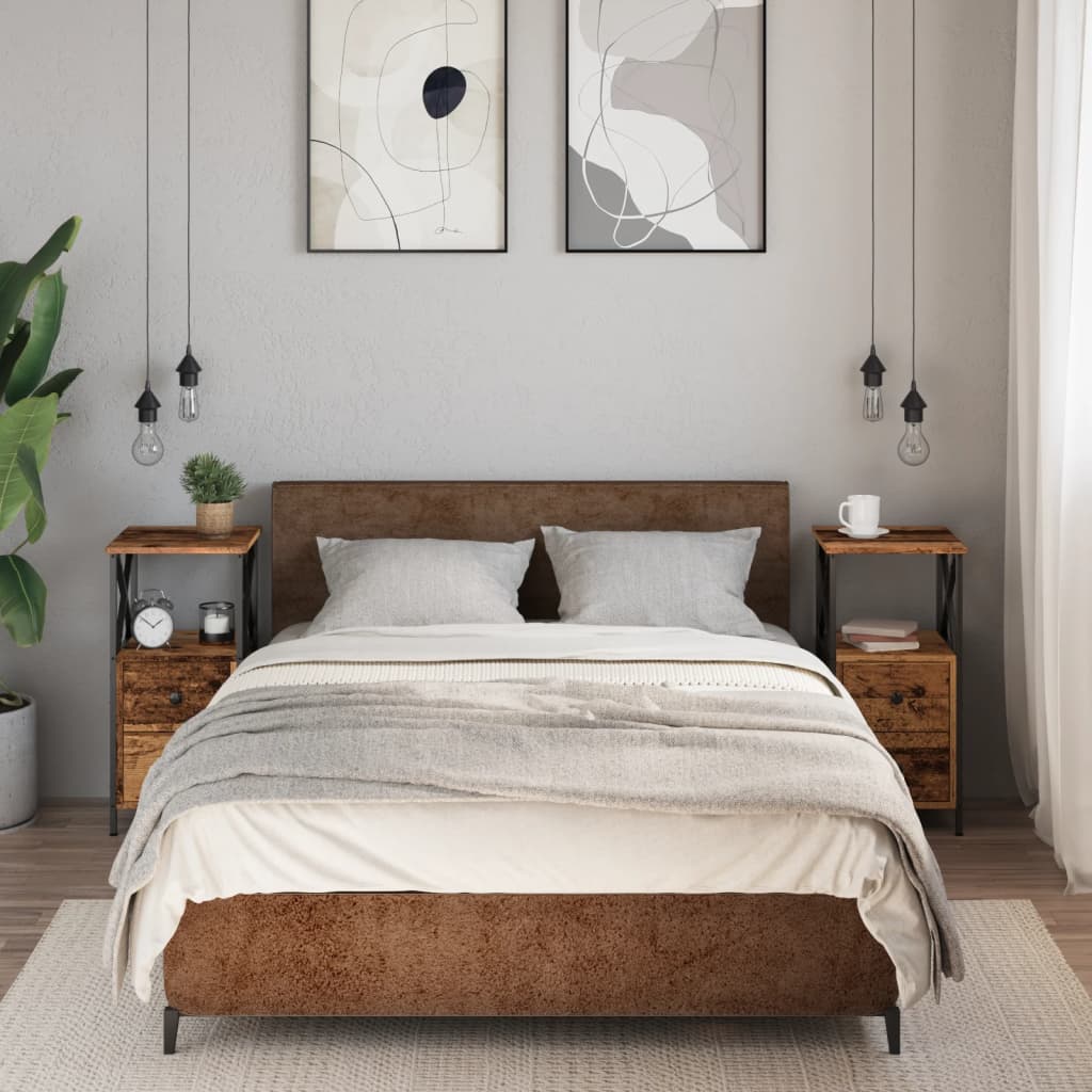 Noćni ormarići 2 kom Staro drvo 34x35,5x70 cm Konstruirano drvo