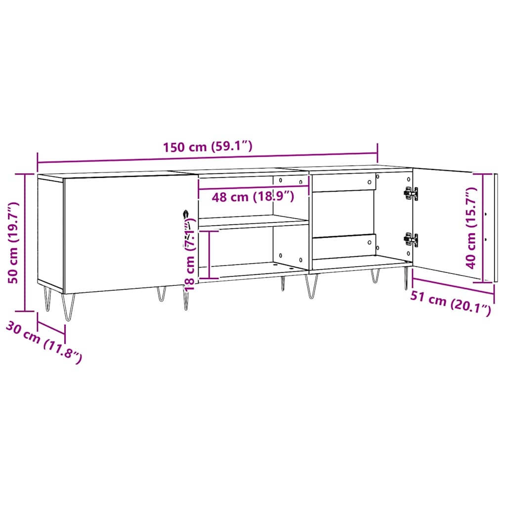 TV ormarić Artisan hrast 150x30x50 cm izrađeno drvo Smeđa