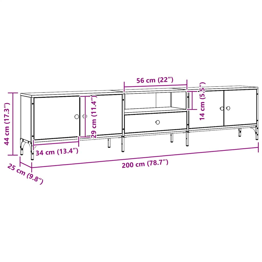 TV ormarić s ladicom boja hrasta 200x25x44 cm konstruirano drvo