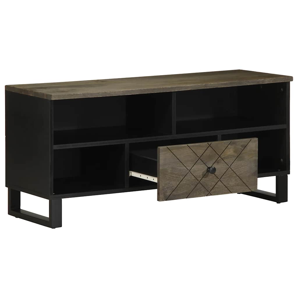 TV ormarić crni 100 x 33 x 46 cm od masivnog drva manga Crna