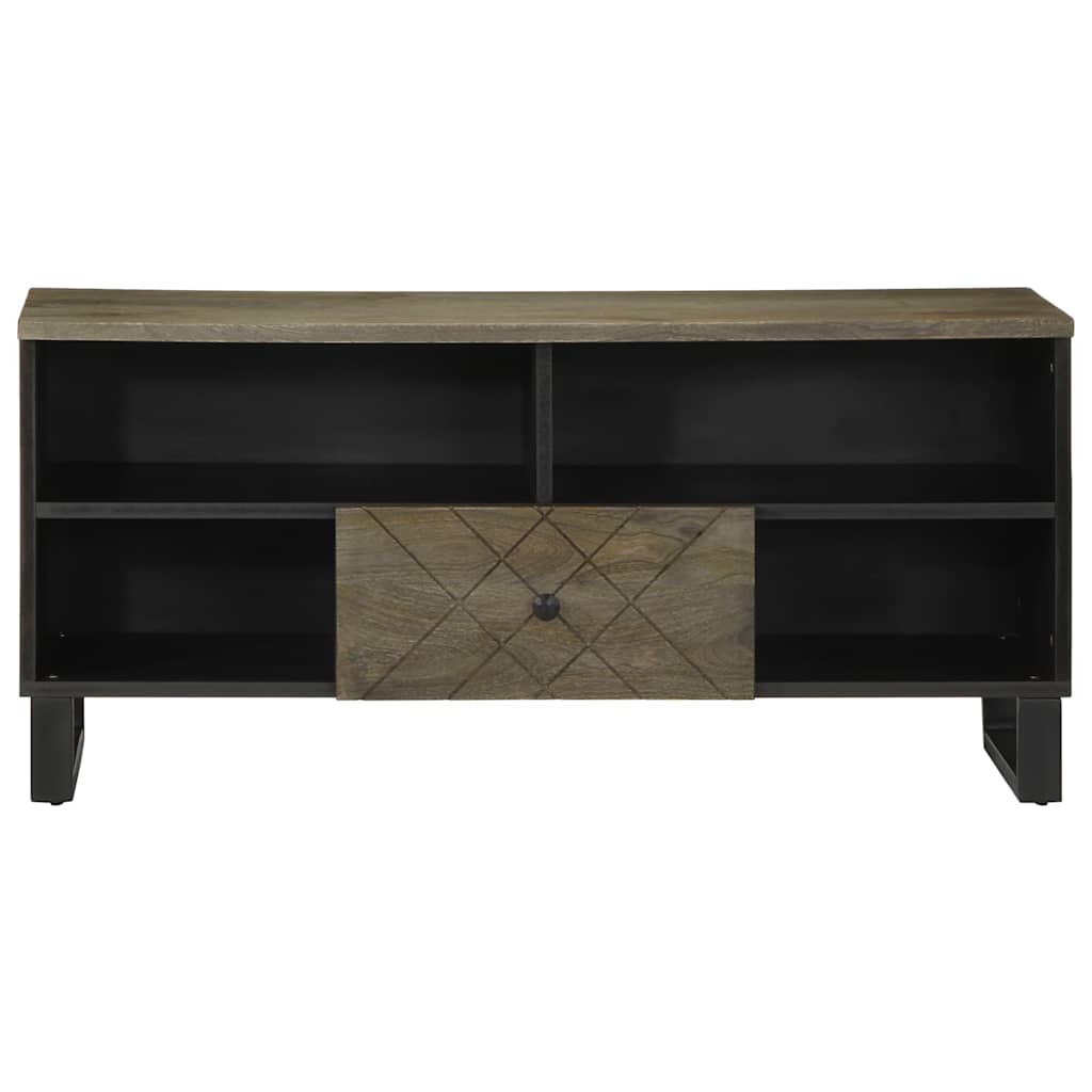 TV ormarić crni 100 x 33 x 46 cm od masivnog drva manga Crna