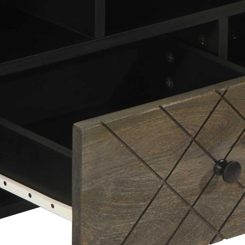 TV ormarić crni 100 x 33 x 46 cm od masivnog drva manga Crna