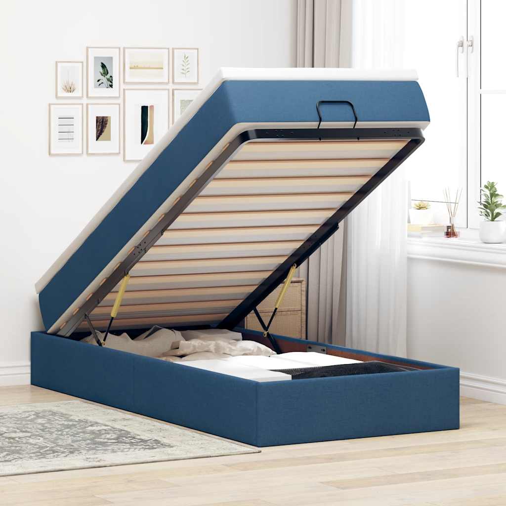 Ottoman krevet s madracem plavi 80x200 cm tkanina