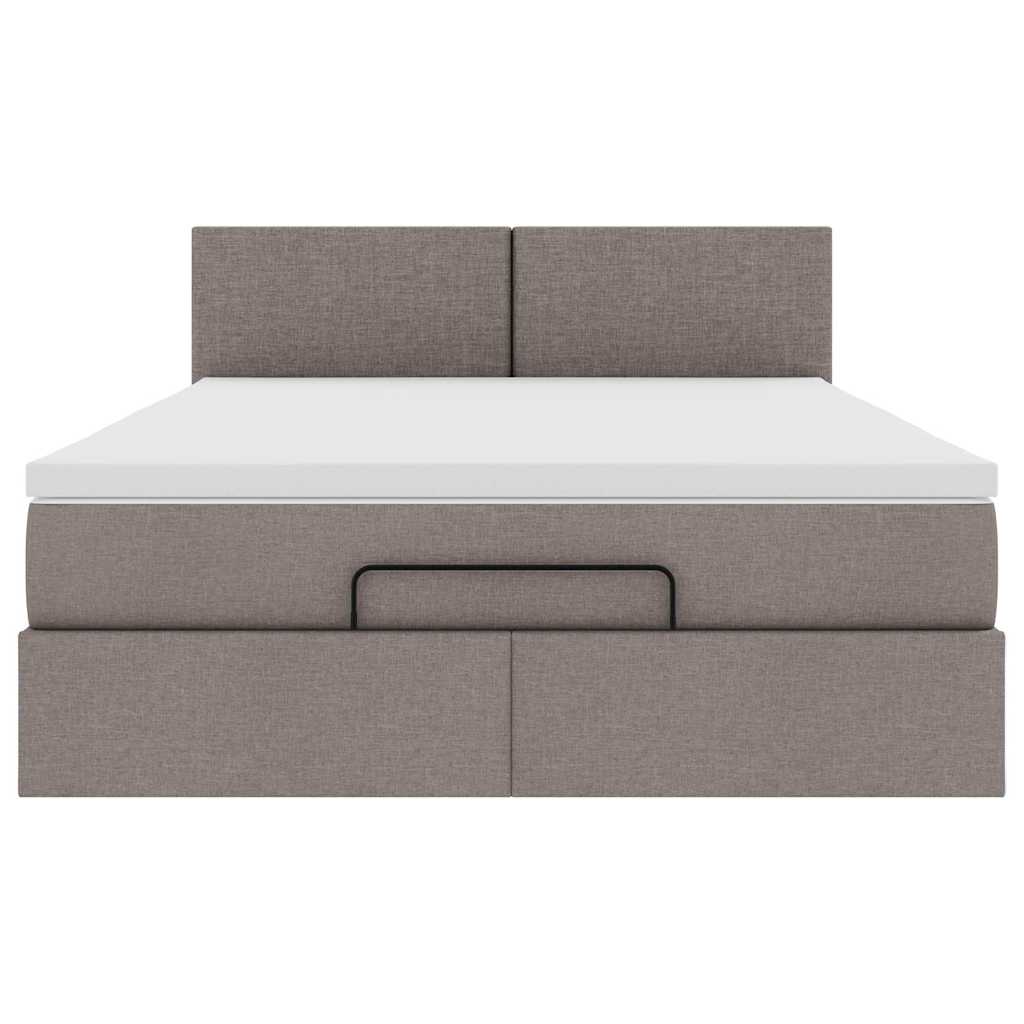 Krevet s otomancem i madracem, taupe boja, 140x190 cm, tkanina