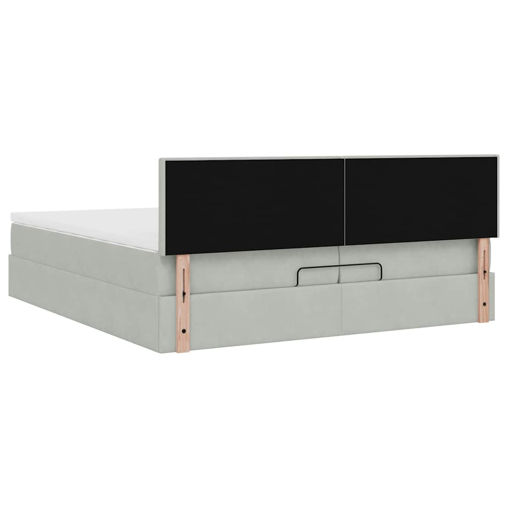 Ottoman krevet s madracem svijetlo sivi 200x200 cm baršun