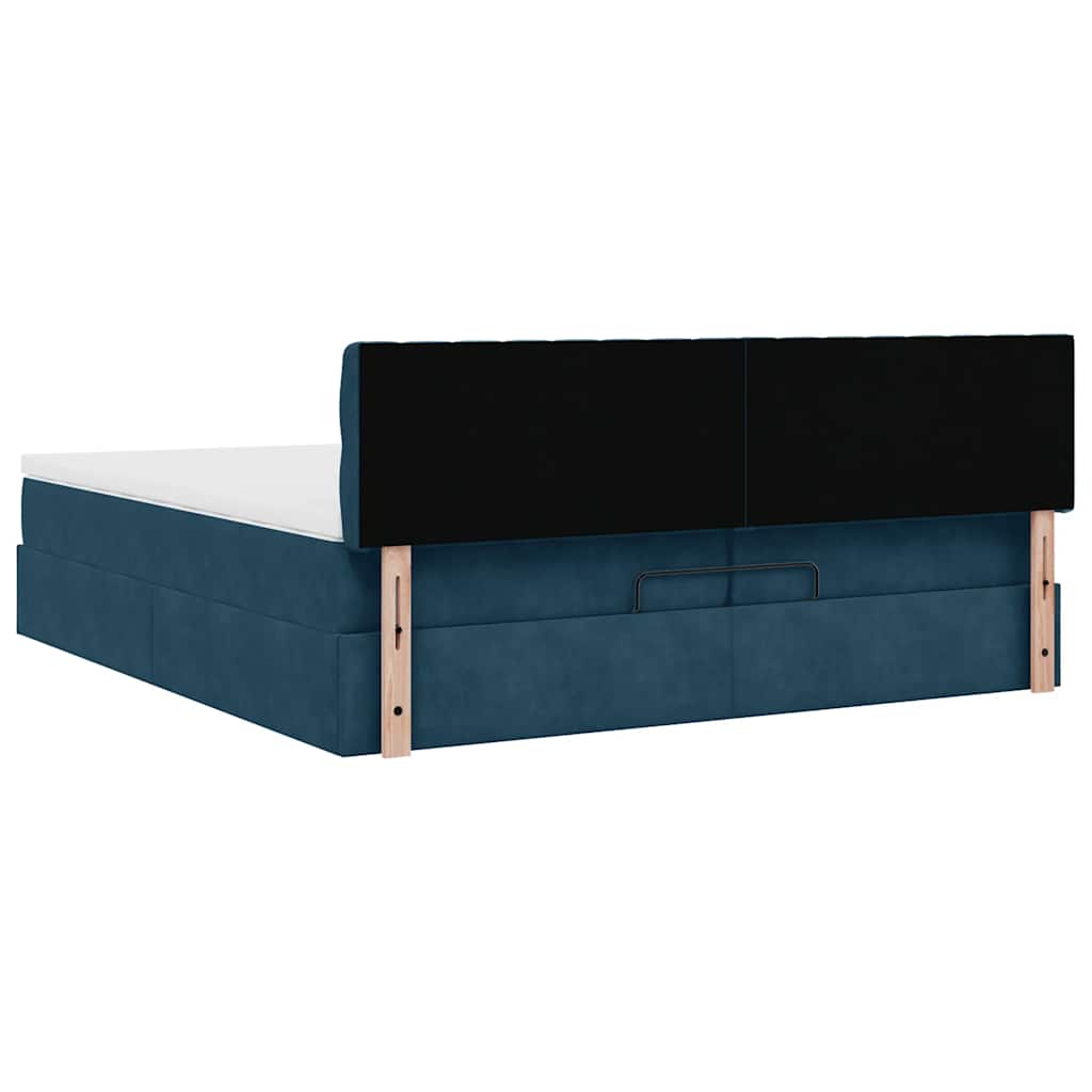 Ottoman krevet s madracem tamnoplavi 200x200 cm baršun