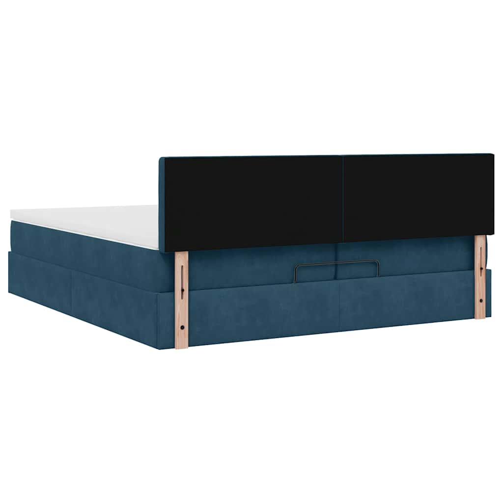 Ottoman krevet s madracem tamnoplavi 200x200 cm baršun