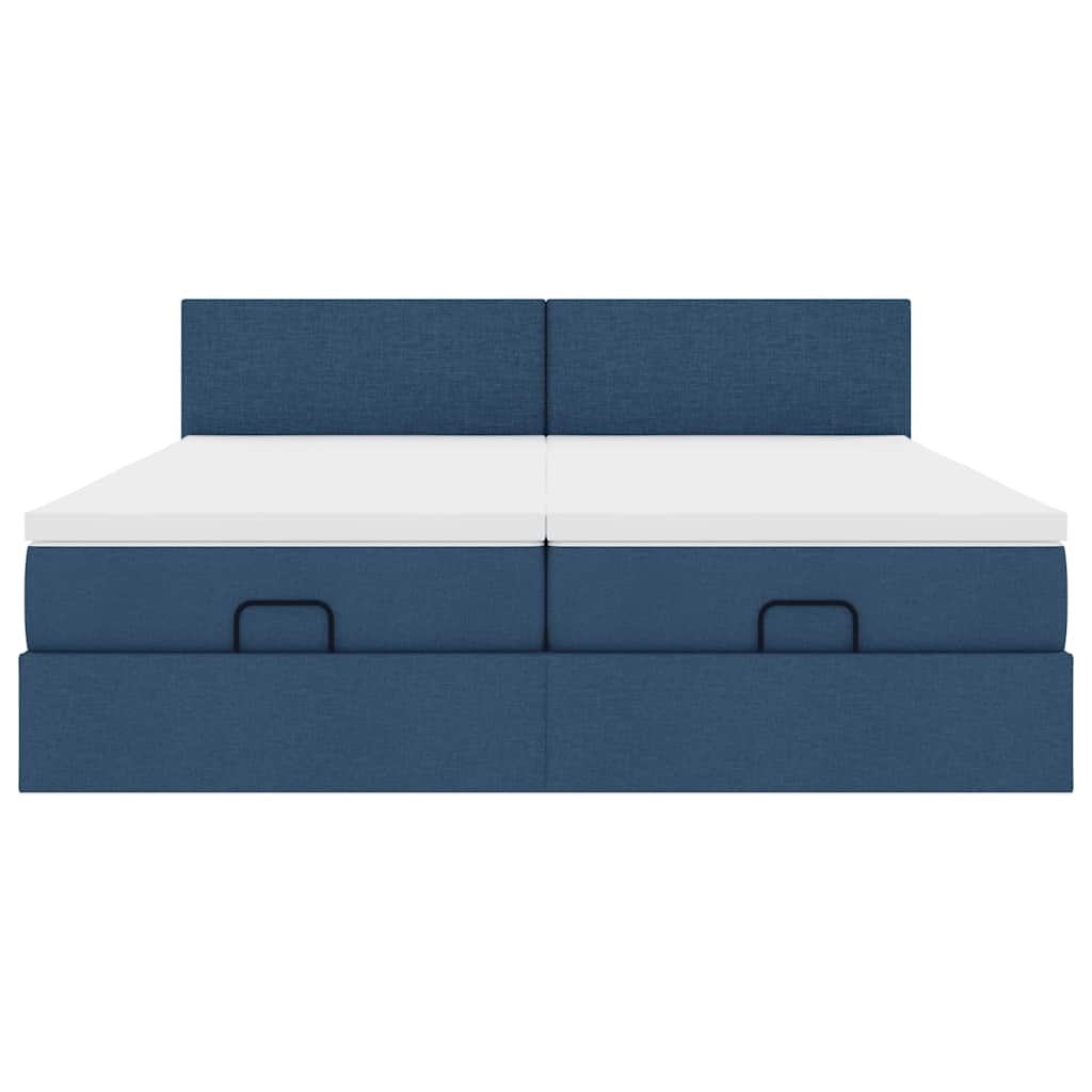 Ottoman krevet s madracima plavi 160x200 cm tkanina