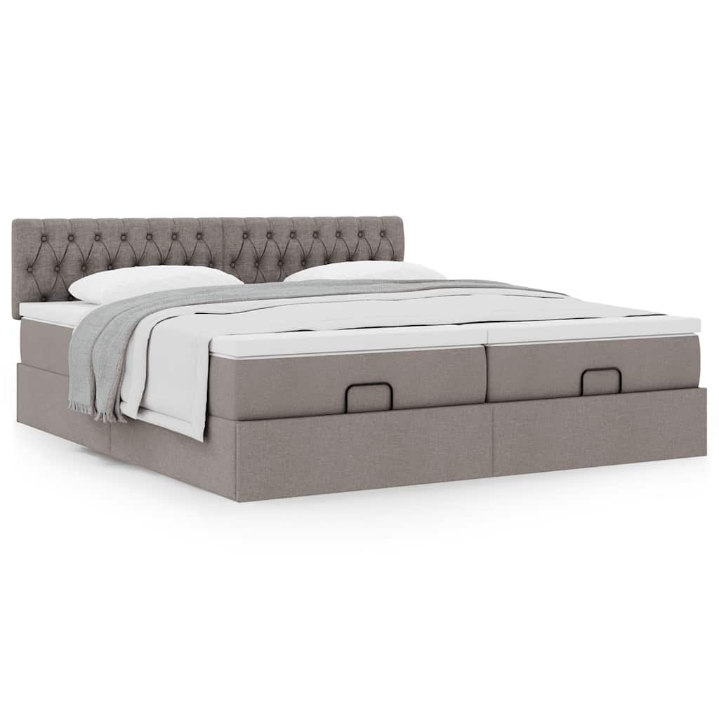 Ottoman krevet s madracima, taupe 160x200 cm, tkanina