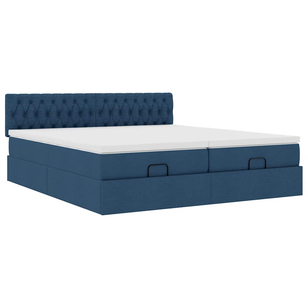 Ottoman krevet s madracima plavi 160x200 cm tkanina
