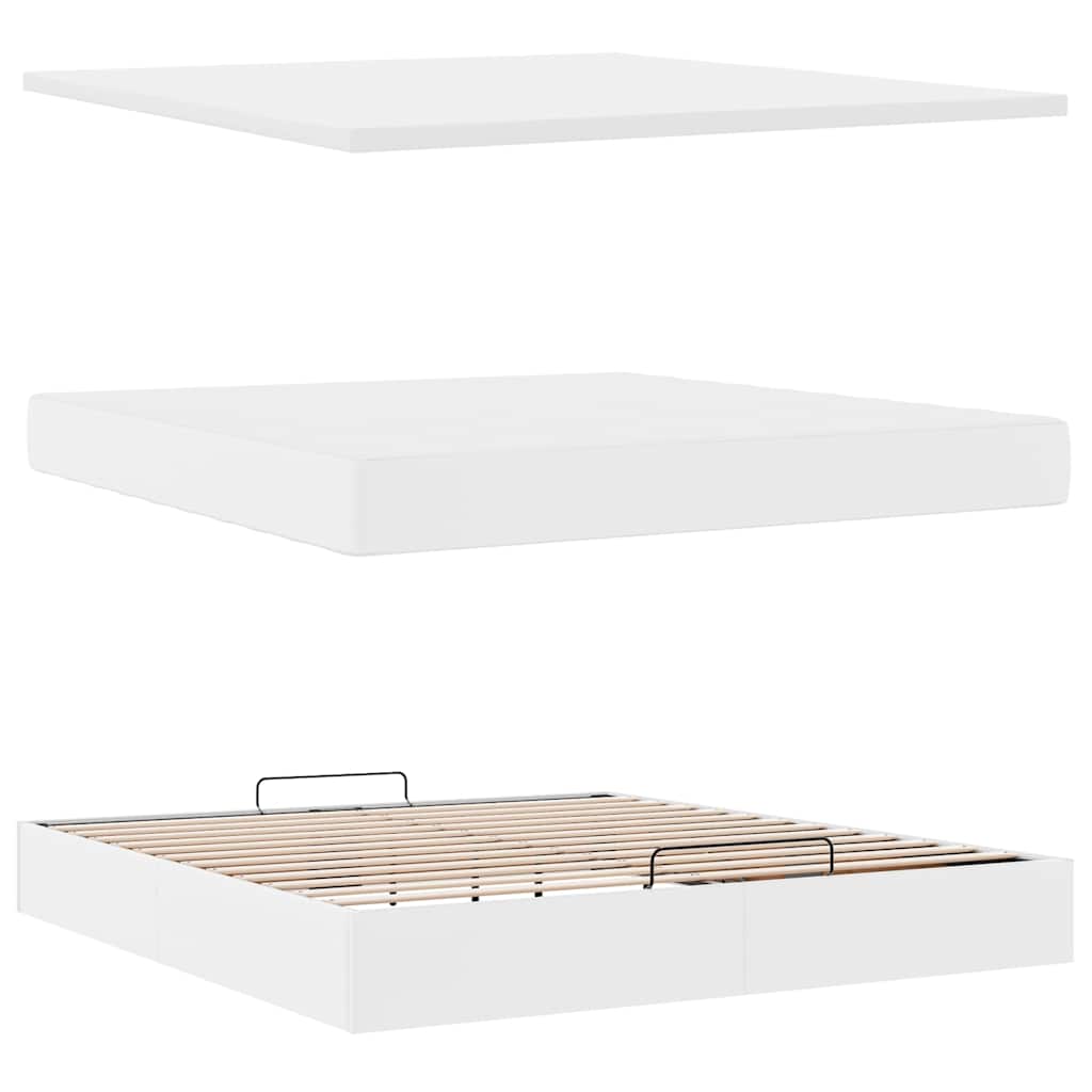 Otomanski krevet s madracima i LED 180x200 cm umjetna koža Bijela 180 x 200 cm
