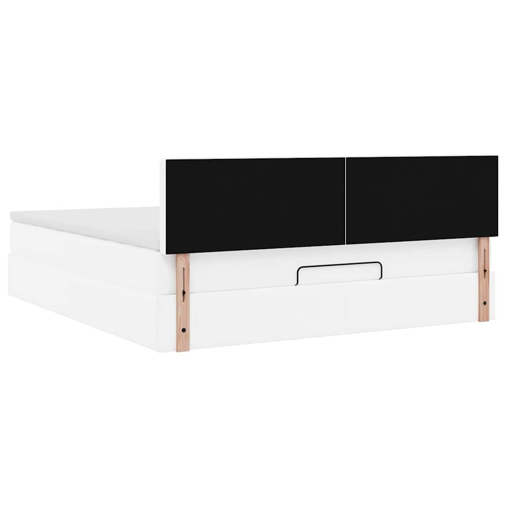 Otomanski krevet s madracima i LED 180x200 cm umjetna koža Bijela 180 x 200 cm