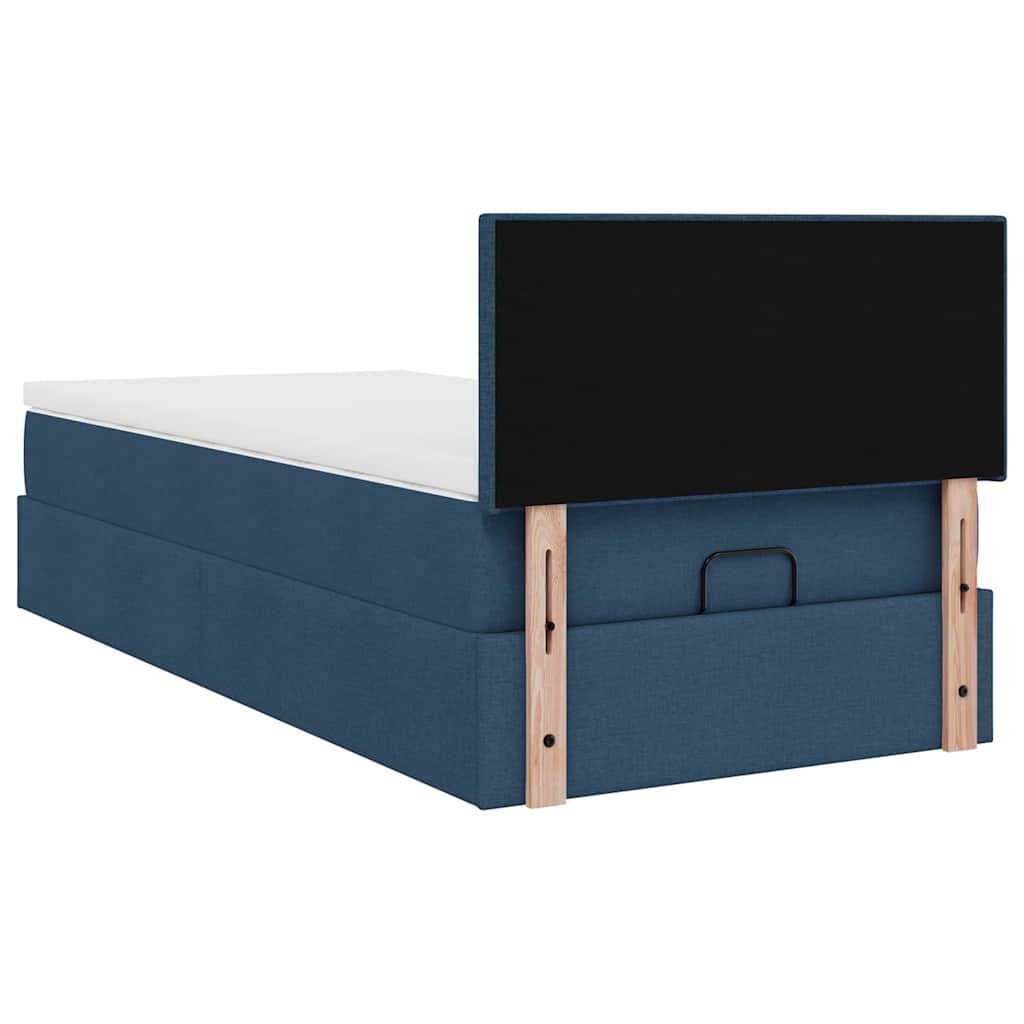 Ottoman krevet s madracem i LED diodama plavi 80x200 cm tkanina