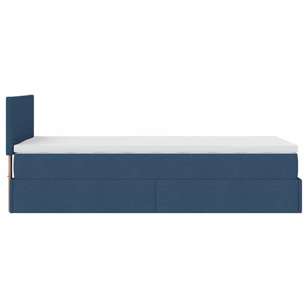 Ottoman krevet s madracem i LED diodama plavi 80x200 cm tkanina