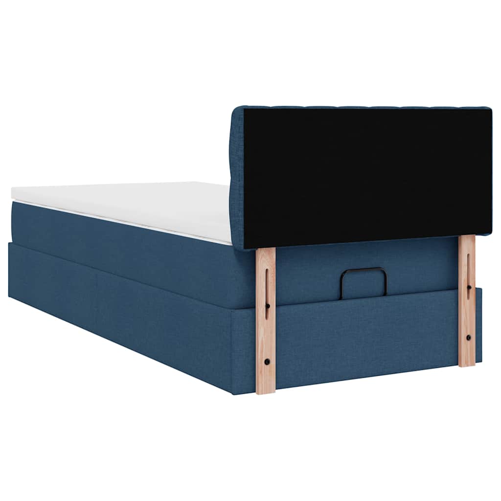 Ottoman krevet s madracem i LED diodama plavi 80x200 cm tkanina