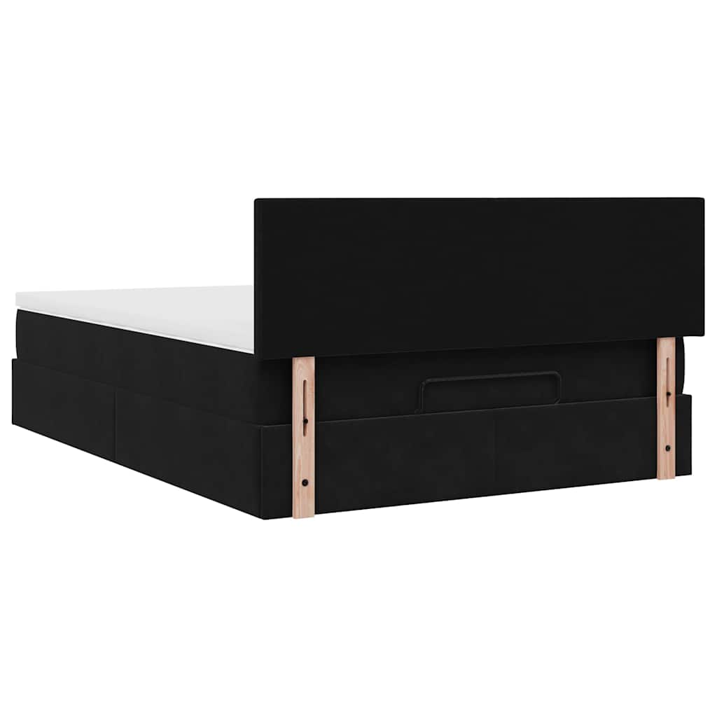 Ottoman krevet s madracem i LED diodama crni 140x200 cm baršun