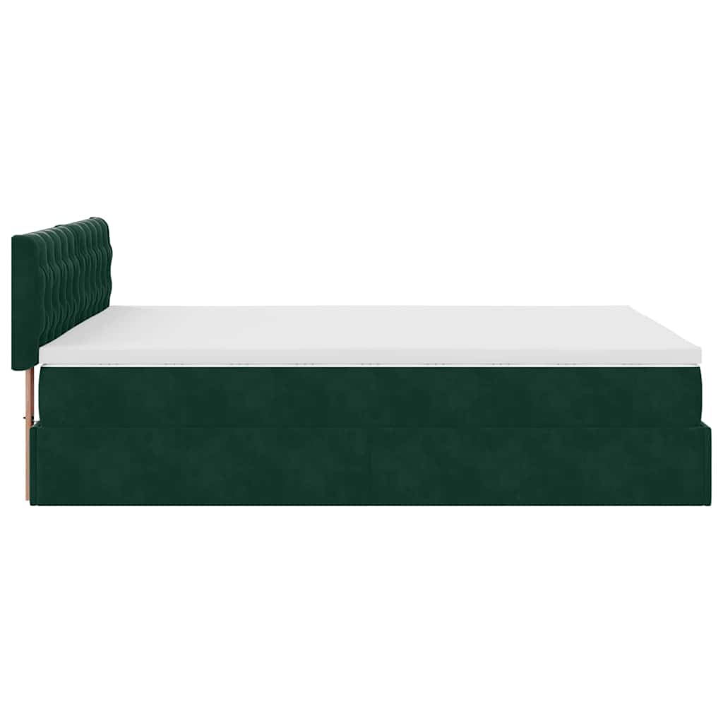 Ottoman krevet s madracem i LED diodama tamnozeleni 140x190 cm baršun
