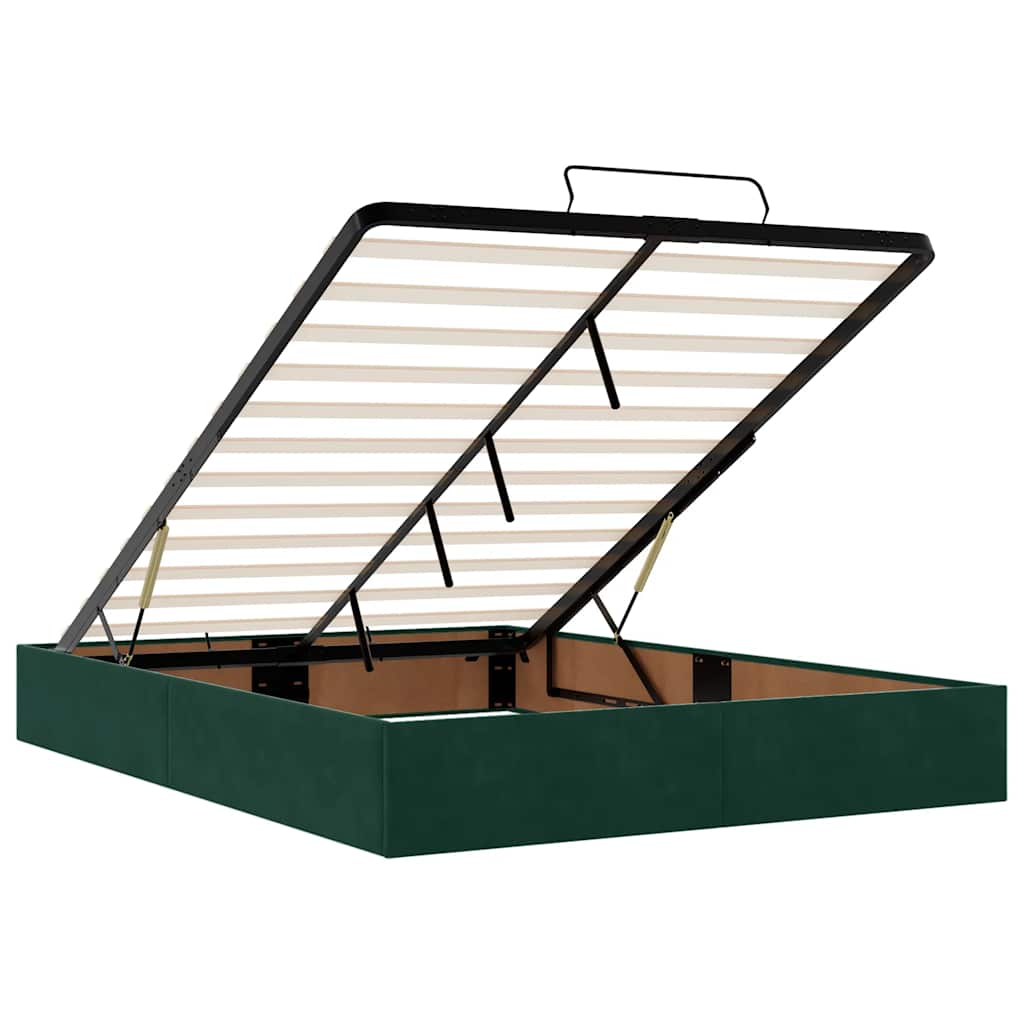 Ottoman krevet s madracem i LED diodama tamnozeleni 140x190 cm baršun