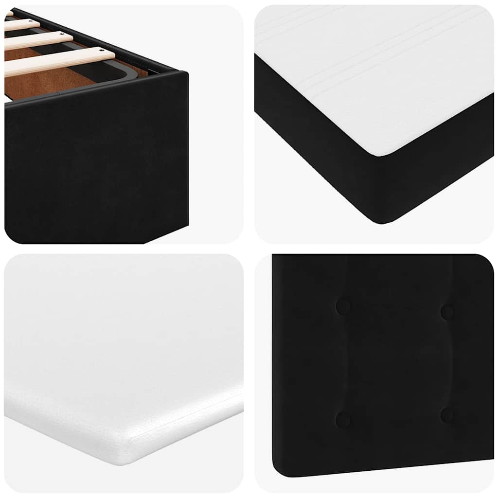 Ottoman krevet s madracem i LED diodama crni 140x200 cm baršun