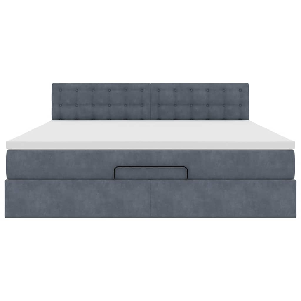 Ottoman krevet s madracem i LED diodama tamno sivi 160x200 cm baršun