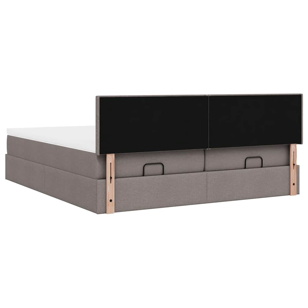Ottoman krevet s madracima i LED diodama boje taupe 160x200 cm, tkanina