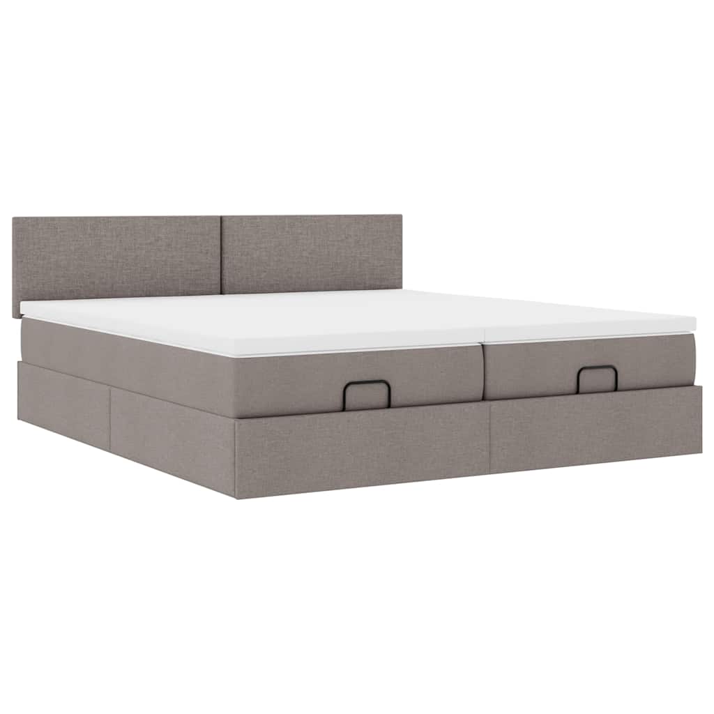 Ottoman krevet s madracima i LED diodama boje taupe 160x200 cm, tkanina