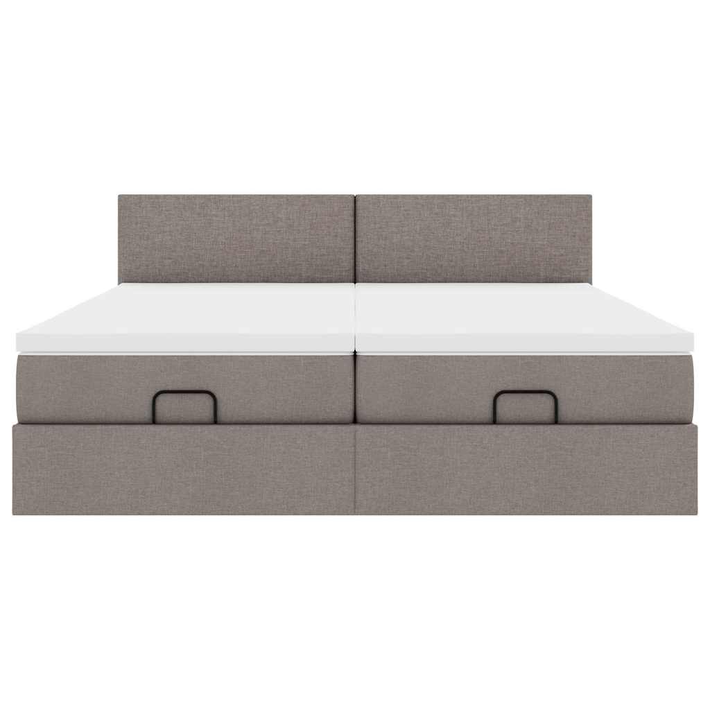 Ottoman krevet s madracima i LED diodama boje taupe 160x200 cm, tkanina