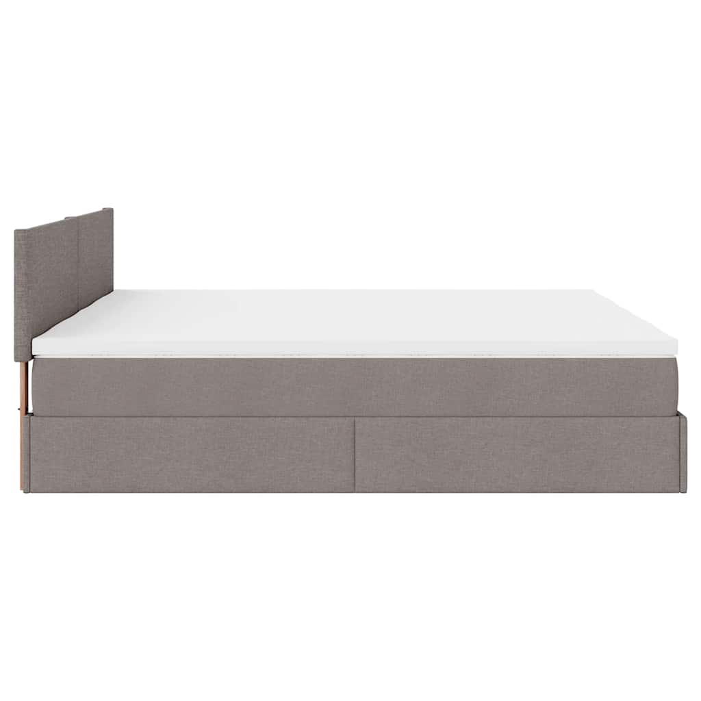 Ottoman krevet s madracima i LED diodama boje taupe 160x200 cm, tkanina