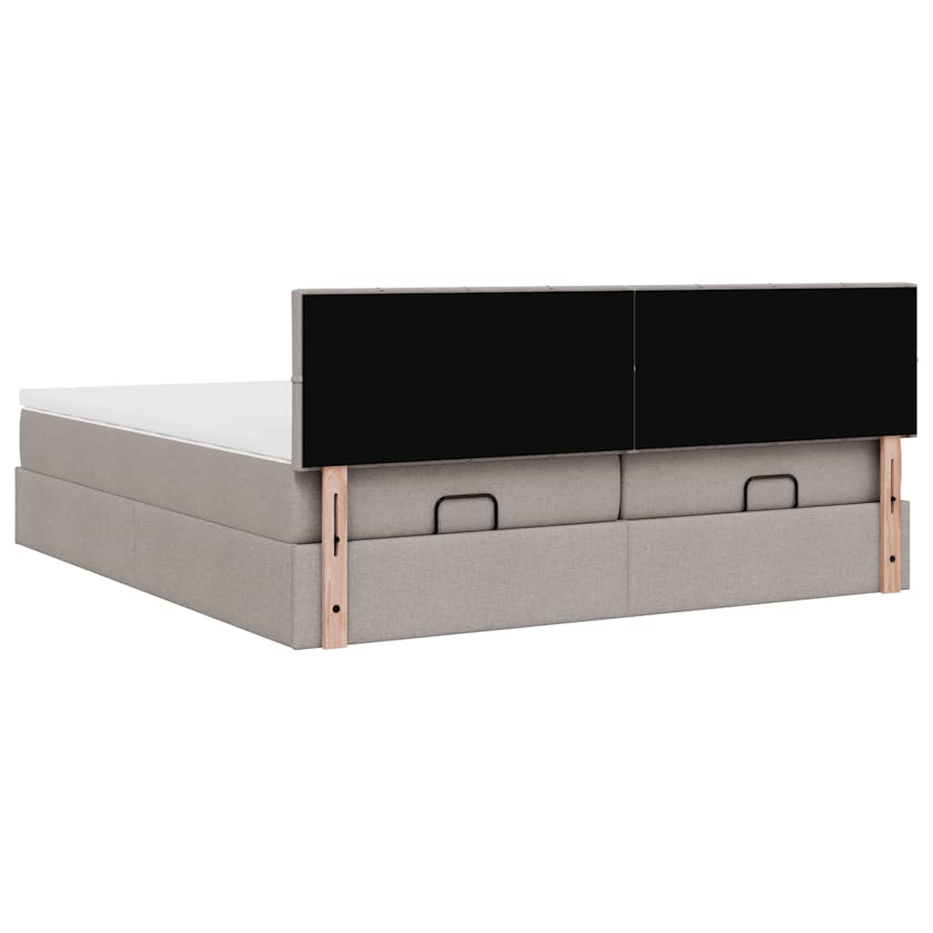 Ottoman krevet s madracima i LED diodama boje taupe 160x200 cm, tkanina