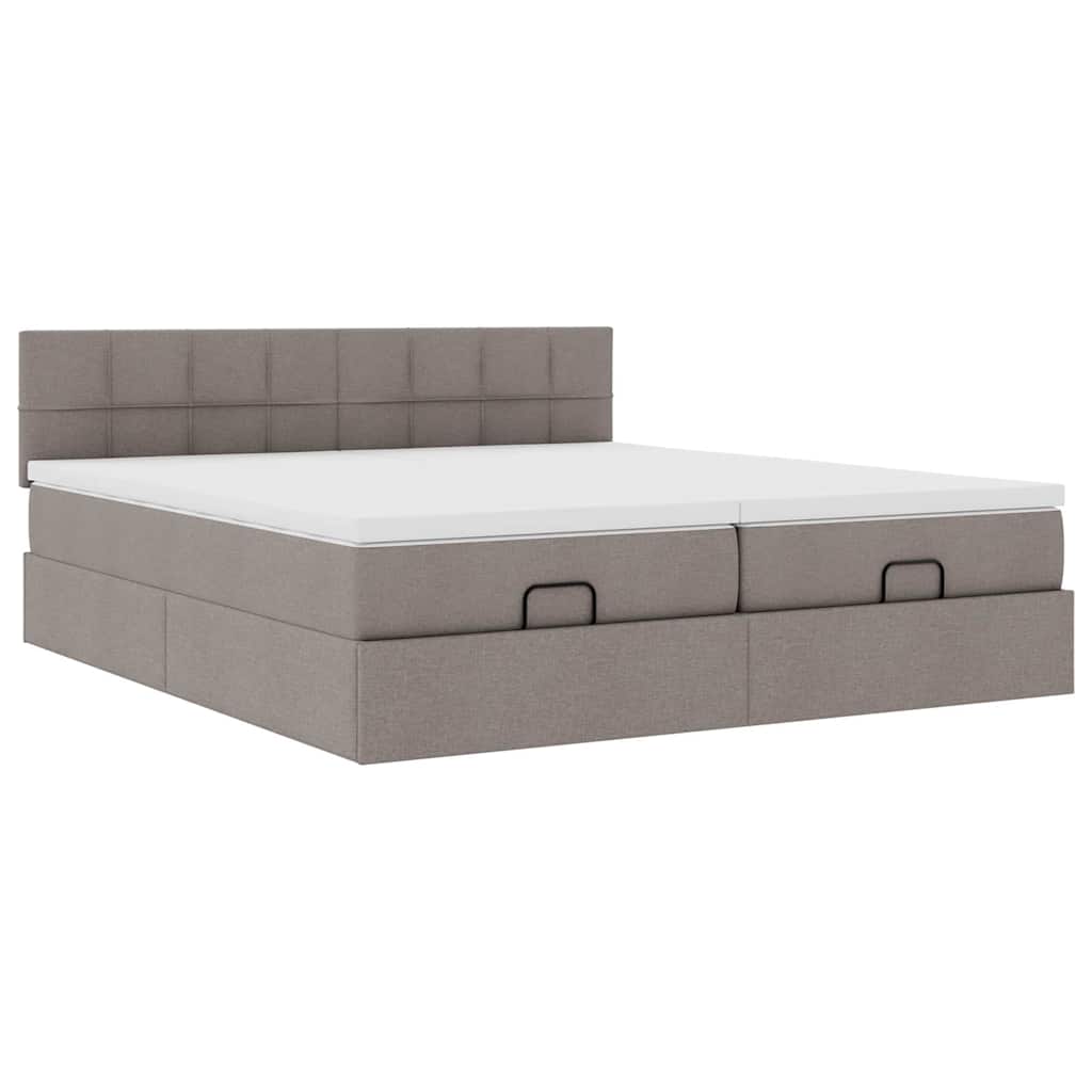 Ottoman krevet s madracima i LED diodama boje taupe 160x200 cm, tkanina
