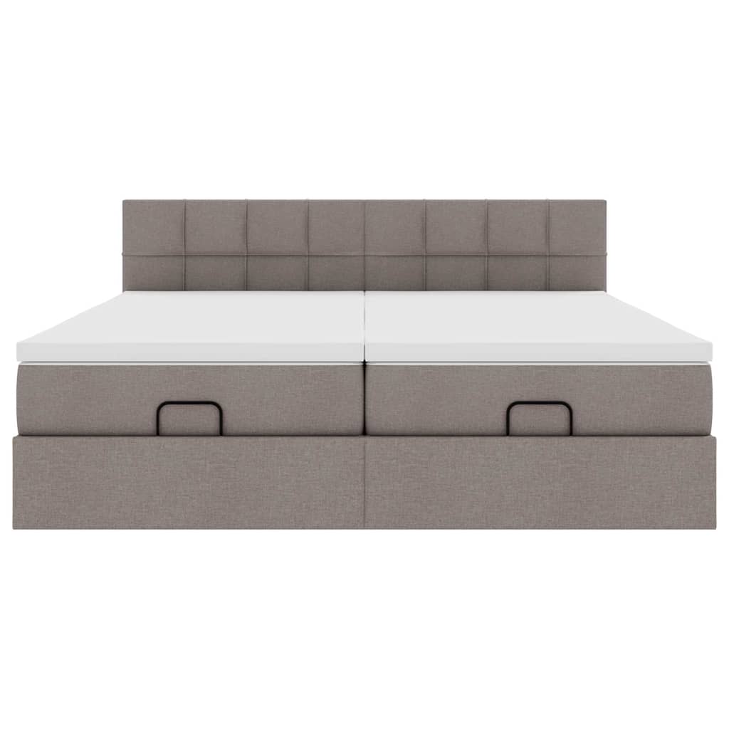 Ottoman krevet s madracima i LED diodama boje taupe 160x200 cm, tkanina