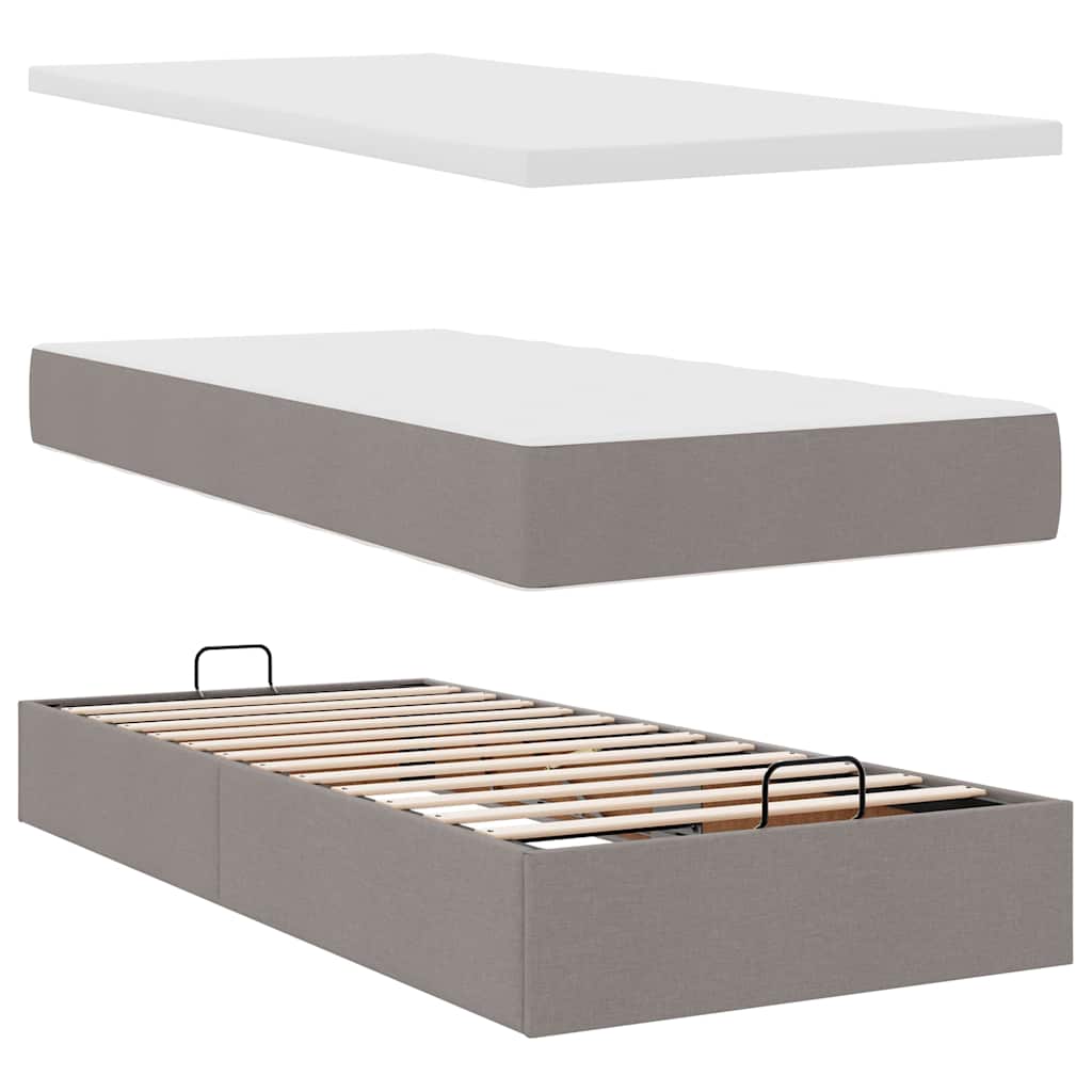 Ottoman krevet s madracima i LED diodama boje taupe 160x200 cm, tkanina