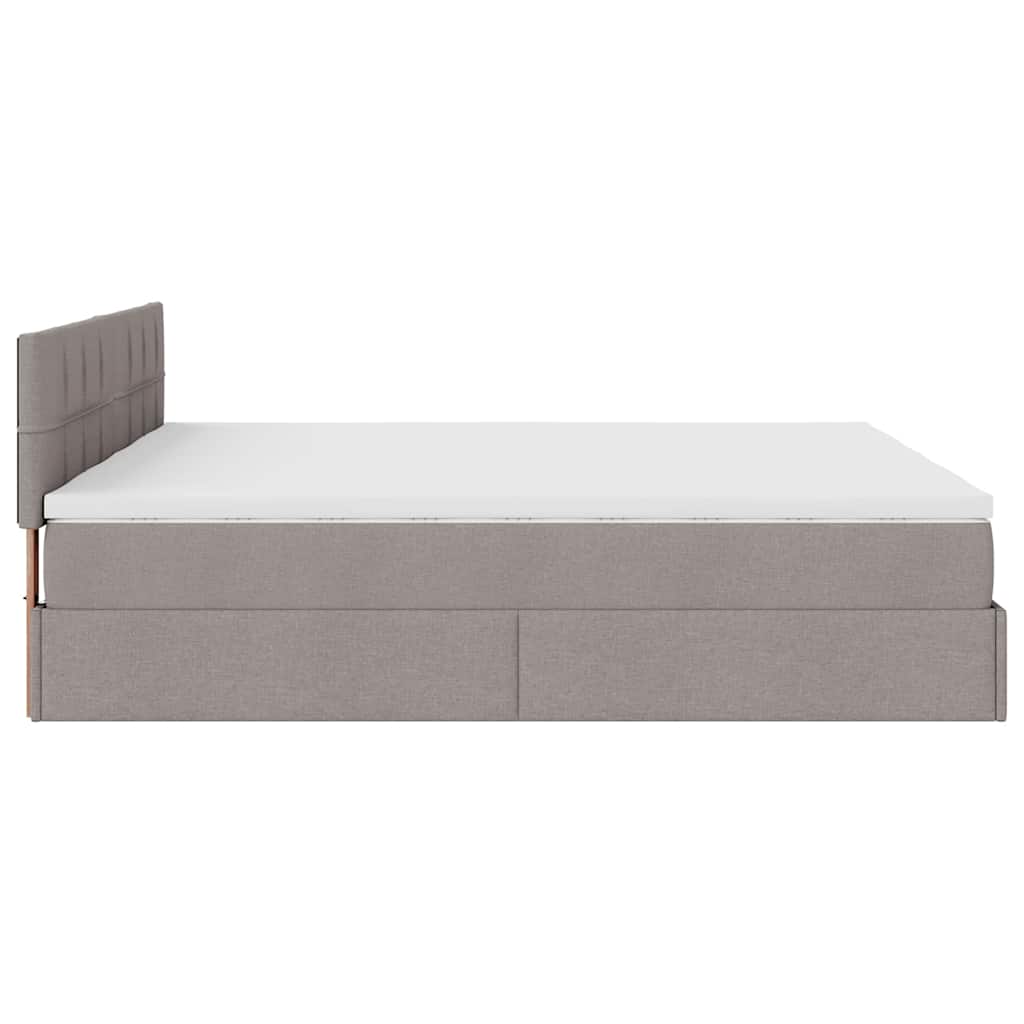 Ottoman krevet s madracima i LED diodama boje taupe 160x200 cm, tkanina