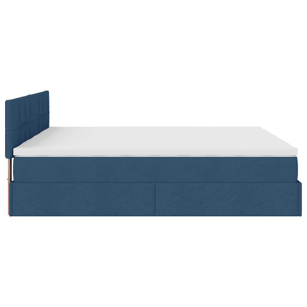 Ottoman krevet s madracima i LED diodama plavi 160x200 cm tkanina