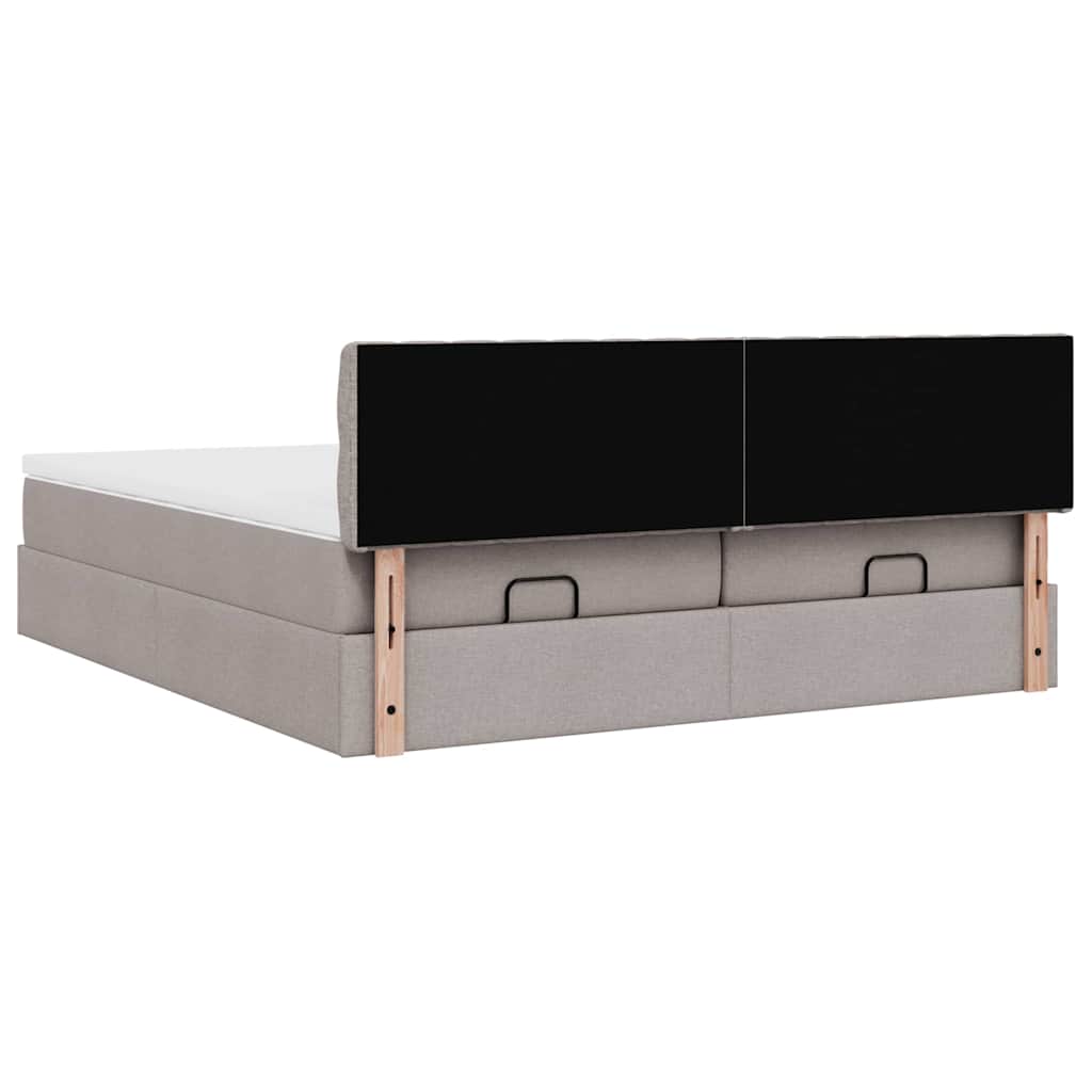 Ottoman krevet s madracima i LED diodama boje taupe 160x200 cm, tkanina
