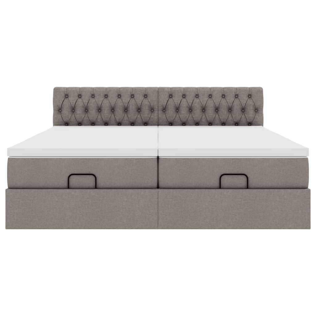 Ottoman krevet s madracima i LED diodama boje taupe 160x200 cm, tkanina