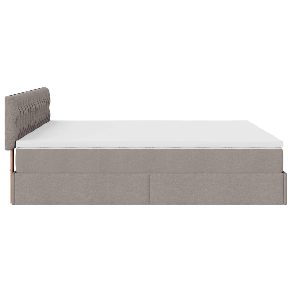 Ottoman krevet s madracima i LED diodama boje taupe 160x200 cm, tkanina