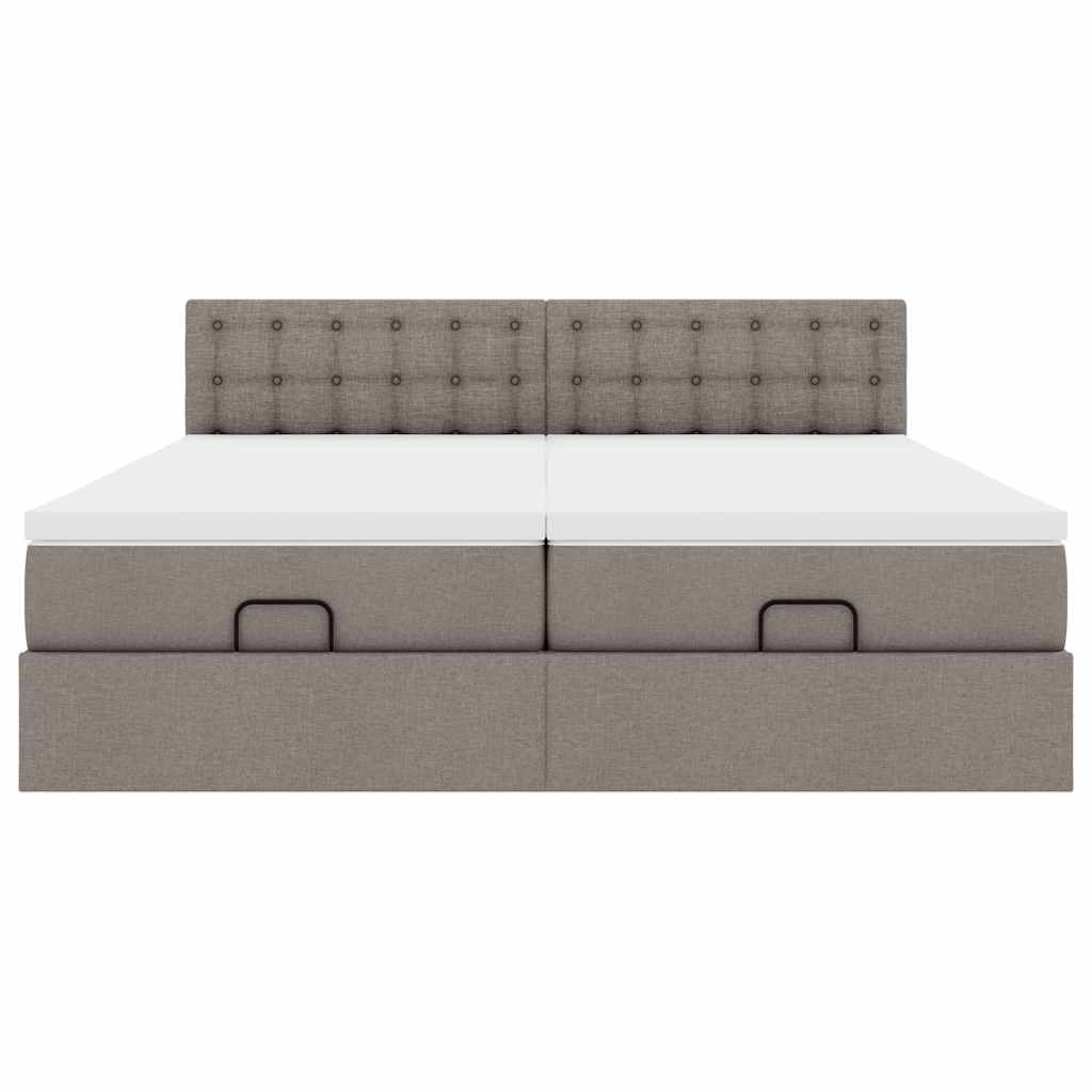 Ottoman krevet s madracima i LED diodama boje taupe 160x200 cm, tkanina