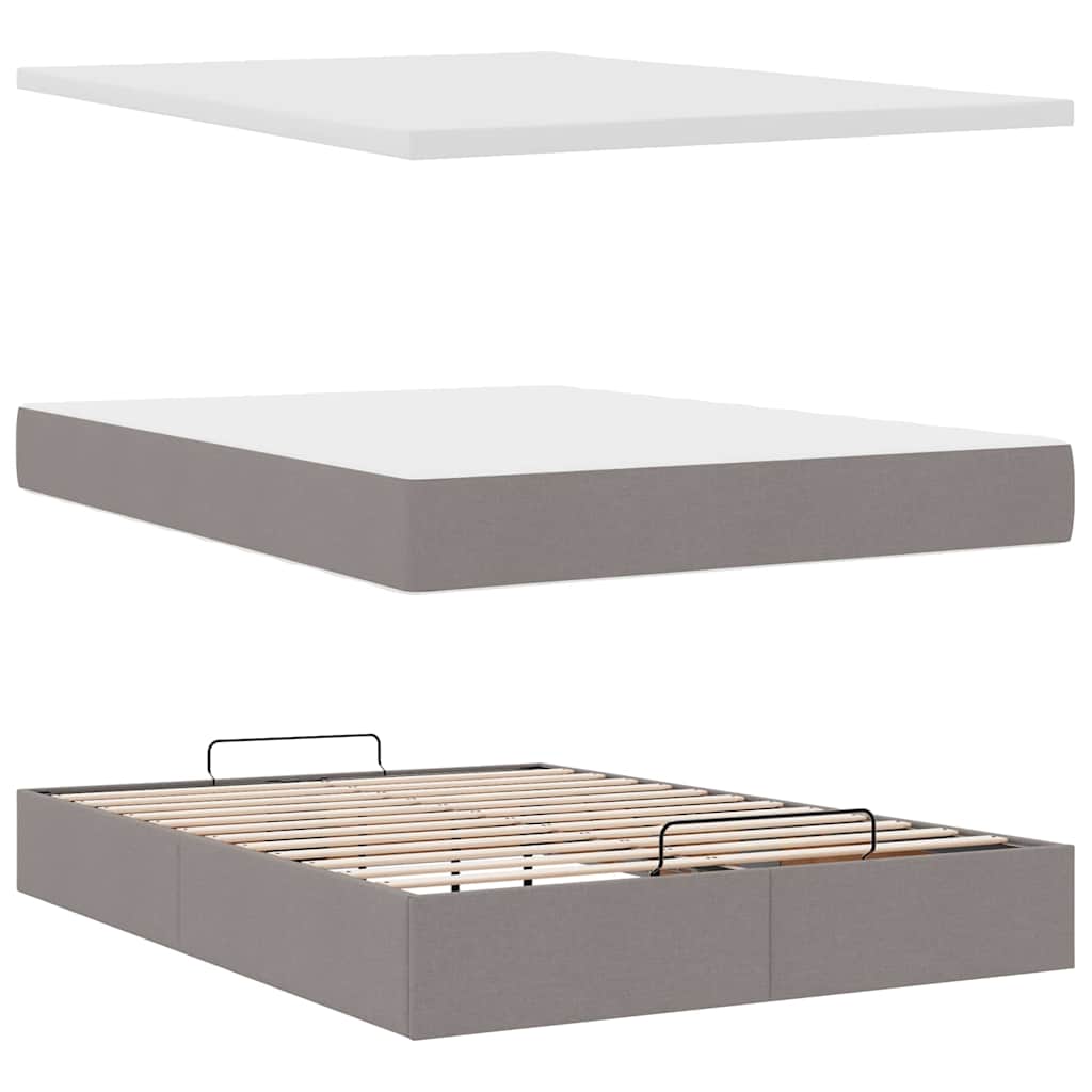 Ottoman krevet s madracem, taupe boja, 140x190 cm, tkanina