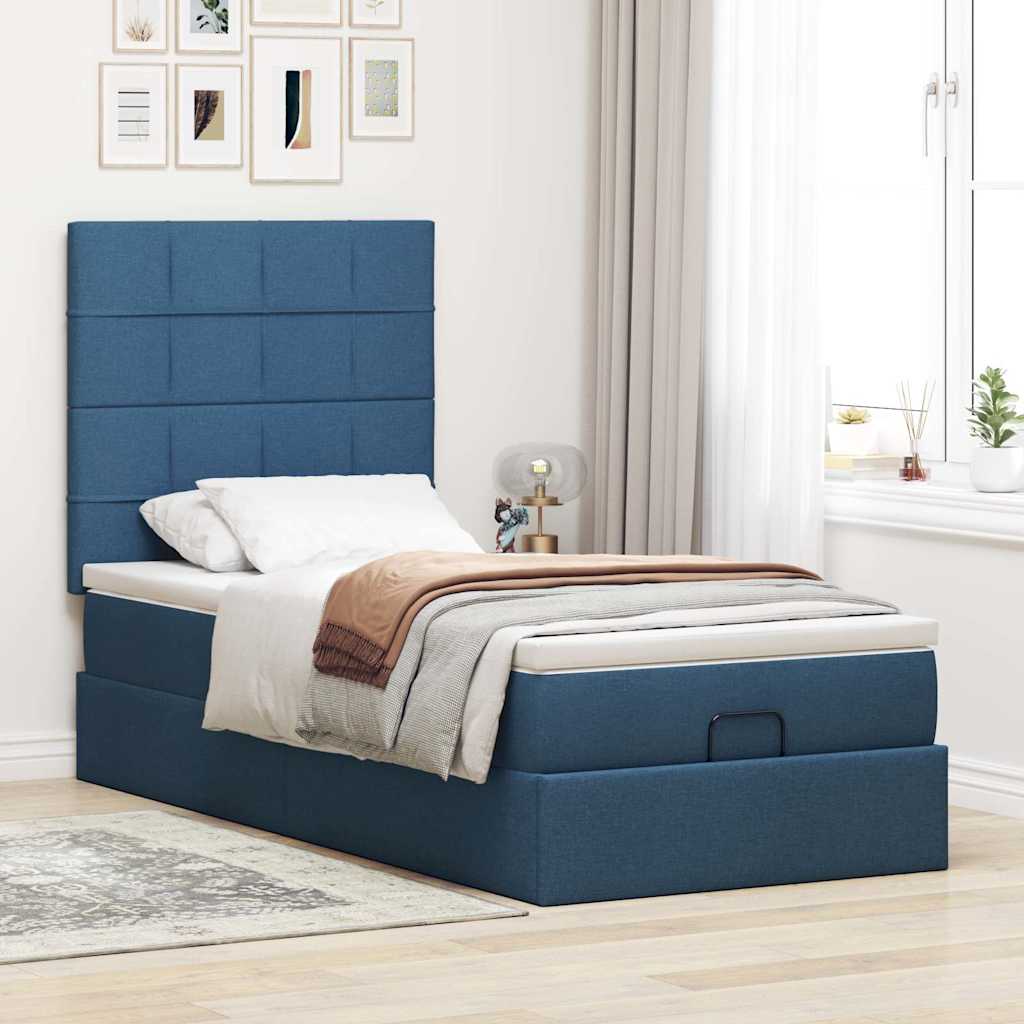 Ottoman krevet s madracem plavi 80x200 cm tkanina