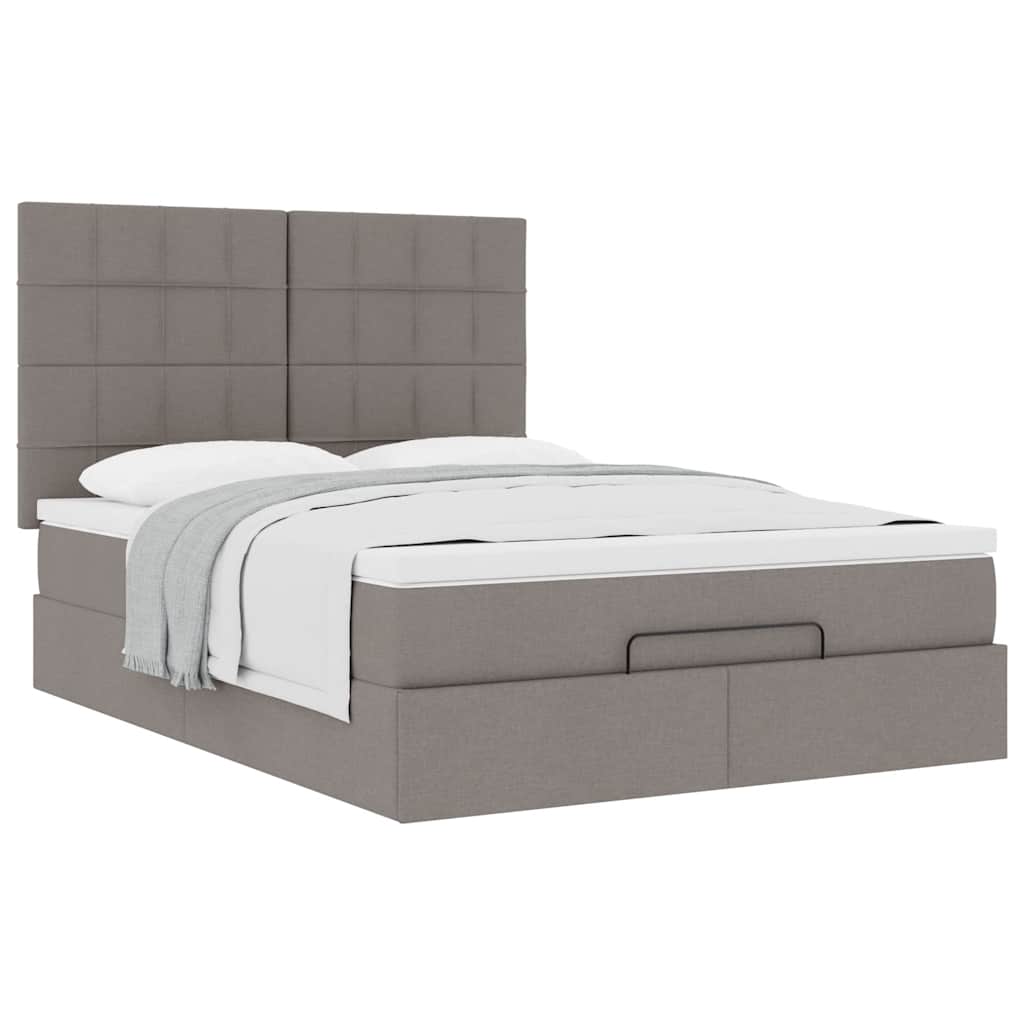 Ottoman krevet s madracem, taupe boja, 140x190 cm, tkanina