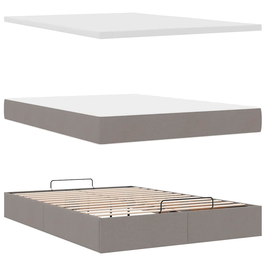Ottoman krevet s madracem, taupe boja, 140x190 cm, tkanina